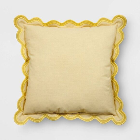 Threshold - 20"x20" Scalloped Square Outdoor Throw Pillow Yell Yellow - Picture 1 of 4